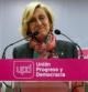 La líder de UPyD, Rosa Díez, durante la rueda de prensa que ofreció en la sede del partido en Cedaceros, Madrid, para valorar los resultados de las elecciones andaluzas.