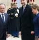 Francois Hollande recibe al rey Felipe VI y la reina Letizia durante su encuentro en el Eliseo