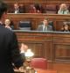 Pedro Sánchez se dirige a Mariano Rajoy, durante un pleno en el Congreso de los Diputados