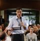 El secretario general del PSOE, Pedro Sánchez, durante su participación participa en una asamblea abierta sobre becas en la Universidad Carlos III junto a la candidata socialista a la Alcaldía de Getafe, Sara Hernández