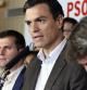 El secretario general del PSOE, Pedro Sánchez, junto al responsable del partido en Castilla y León, Luis Tudanca, y el alcalde de Soria, Carlos Martínez, durante su intervención en la visita que realizó a Soria