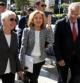 La fiscal general del Estado, Consuelo Madrigal, llega a la Ciutat de la Justícia de Barcelona, flanqueada por la fiscal jefe de Barcelona, Ana Magaldi, y el fiscal superior de Catalunya, José María Romero de Tejada.
