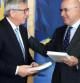 El presidente de Unió Democràtica, Josep Antoni Duran i Lleida, y el presidente de la CE, Jean-Claude Juncker