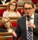 Artur Mas, durante la sesión de control al president en el pleno del Parlament.