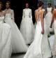 Varias modelos lucen diferentes vestidos de Rosa Clará que hoy ha presentado su colección para 2016 en la Barcelona Bridal Week
