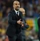 Guardiola se desgañita en la banda del Camp Nou durante las semifinales de la Champions que enfrentan a Barça y Bayern