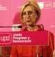 Rosa Díez, portavoz de UPyD, tras comparecer para comentar los resultados electorales y anunciar que no presentará su candidatrura para el Consejo de Dirección del partido