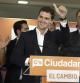 El presidente de Ciudadanos, Albert Rivera, y los candidatos a la alcaldia y a la Comunidad de Madrid, Begoña Villacia e Ignacio Aguado, celebran los resultados electorales en Madrid