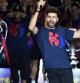 Gerard Piqué, durante la celebración del triplete en el Camp Nou
