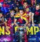 Los jugadores del FC Barcelona celebran por todo lo alto el triplete en el Camp Nou