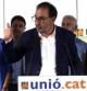 El secretario general de UDC, Ramón Espadaler, durante la rueda de prensa que han ofrecido esta noche en la sede su partido, tras conocerse los resultados de la consulta interna sobre la hoja de ruta soberanista del partido con un escaso margen de ventaja entre el 'sí', la opción defendida por la dirección del partido, que ha obtenido el 50,9% de los votos, y el 'no', que ha recabado el 46,19%, lo que deja el partido dividido.