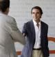 José María Aznar saluda a Rajoy a su llegada al campus de la FAES