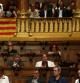 La bandera estelada ha hecho acto de presencia durante el pleno extraordinario del Ayuntamiento de Barcelona sobre si la capital catalana se adhiere a la Asociación de Municipios por la Independencia