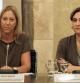 -La vicepresidenta de la Generalitat, Neus Munté (i), y la alcaldesa de Barcelona, Ada Colau (d), durante la reunión con ayuntamientos, instituciones y entidades de apoyo a los refugiados para dar una respuesta consensuada al drama humanitario de las personas refugiadas que huyen de los conflictos de Oriente Medio.