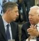 El ministro español de Exteriores, José Manuel García-Margallo (d), junto al candidato del PPC en las elecciones catalanas del 27S, Xavier García Albiol (i), poco antes de su conferencia en el Foro de la Nueva Economía.