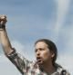 El secretario general de Podemos, Pablo Iglesias, durante su participación en un acto de campaña de la candidatura Catalunya Sí que es Pot celebrado en la Rambla del Carmel