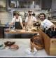 Carles Pérez de Rozas Canut, Joaquín Indart y Luís Sánchez  en la minúsula cocina vista del Berbena