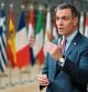 Spanish Prime Minister Pedro Sanchez talks to journalists as he arrives for an EU summit at the European Council building in Brussels, Thursday, June 24, 2021. At their summit in Brussels, EU leaders are set to take stock of coronavirus recovery plans, study ways to improve relations with Russia and Turkey, and insist on the need to develop migration partners with the countries of northern Africa, but a heated exchange over a new LGBT bill in Hungary is also likely. (John Thys, Pool Photo via AP)