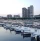 Paisaje de los barcos atracados en la playa de Palamós.