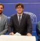 Brussels (Belgium), 30/07/2021.- (FILE) - A file picture dated on 03 June 2021 showing (L to R) Catalan MEPs Antoni Comin, Carles Puigdemont and Clara Ponsati during a joint news conference regarding their immunity at the European Parliament, in Brussels, Belgium, 03 June 2021. The EU General Court lifted the parliamentary immunity to Puigdemont and Catalan separatist leaders Toni Comin and Clara Ponsati on 30 July 2021. (Bélgica, Bruselas) EFE/EPA/STEPHANIE LECOCQ