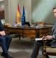 Pedro Sánchez durante una entrevista con Carlos Franganillo, presentador de TVE