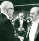 ENTREGA DE LOS PREMIOS NOBEL: Estocolmo, 10-12-1971.- El escritor chileno Pablo Neruda (d) recibe el premio Nobel de Literatura de manos del rey Gustavo Adolfo de Suecia. Efe / jpb