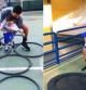 El bonito gesto de un profesor ayudando a un niño discapacitado a disfrutar de la clase de gimnasia