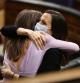 La ministra de Igualdad, Irene Montero (i), abraza a la ministra de Derechos Sociales y Agenda 2030, Ione Belarra, en una sesión plenaria, en el Congreso de los Diputados, a 26 de mayo de 2022, en Madrid (España). Durante el pleno, el Ejecutivo central debe responder a las preguntas de la oposición centradas en el espionaje con el sistema 'Pegasus'. Una operación que ha afectado a líderes políticos independentistas, a miembros del Ejecutivo, y que provocó la destitución de la directora del Centro Nacional de Inteligencia (CNI).
26 MAYO 2022;PEGASUS;CONGRESO;PLENO;ESPIONAJE
Eduardo Parra / Europa Press
26/05/2022