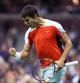 Carlos Alcaraz celebrando un punto en su partido de cuartos de final del US Open contra Sinner