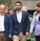 Turull, Puigneró y Borràs, a su llegada a la ejecutiva de Junts para abordar la crisis con ERC