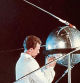 Soviet technician working on sputnik 1, 1957. (Photo by: Sovfoto/Universal Images Group via Getty Images)