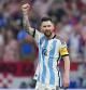 Argentina's Lionel Messi celebrates after scoring from the penalty spot the opening goal during the World Cup semifinal soccer match between Argentina and Croatia at the Lusail Stadium in Lusail, Qatar, Tuesday, Dec. 13, 2022. (AP Photo/Natacha Pisarenko)