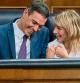 El presidente del Gobierno, Pedro Sánchez, y la vicepresidenta segunda y ministra de Trabajo y Economía Social, Yolanda Díaz, en el Pleno del Congreso de los Diputados, a 24 de enero de 2023, en Madrid (España). Sánchez ha informado hoy de los Consejos Europeos celebrados los días 20 y 21 de octubre y 15 de diciembre de 2022, así como de las medidas anticrisis. Estas comparecencias no se incluyeron en los últimos plenos de diciembre y habían quedado pendientes. Sánchez comparece después de los debates del decreto-ley que prorroga algunas de las medidas puestas en marcha tras la guerra de Ucrania para paliar los efectos de la subida precios y el de la nueva prestación para artistas. 24 ENERO 2023 Alberto Ortega / Europa Press 24/01/2023