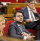 Natàlia Mas y Pere Aragonès durante el debate de presupuestos de ayer