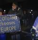 EDINBURGH, SCOTLAND - JANUARY 31: Anti-Brexit campaigners take part in a torchlight procession to the Scottish Parliament on the third anniversary of Brexit on January 31, 2023 in Edinburgh, Scotland. January 31 2023 marks the 3rd anniversary of Brexit when the UK left the European Union after a referendum vote of the British people returned a result to leave by 52% to 48%. (Photo by Jeff J Mitchell/Getty Images)