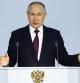 Russian President Vladimir Putin gestures as he gives his annual state of the nation address in Moscow, Russia, Tuesday, Feb. 21, 2023. (Dmitry Astakhov, Sputnik, Kremlin Pool Photo via AP)