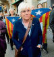 Former Education minister of Catalonia and MEP's Clara Ponsati walks in the street after a press conference upon her come back in Spain after 5 years into exile, in Barcelona on March 28, 2023. - Ponsati has come back in Spain after 5 years into exile following a failed 2017 independence bid that sparked Spain's worst political crisis in decades. A reform of Spain's criminal code in December 2022 has abolished the offence of sedition and replaced it with the charge of public disorder, which carries softer penalties. (Photo by Josep LAGO / AFP)