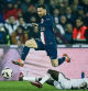 Paris (France), 02/04/2023.- Paris Saint Germain's Lionel Messi (L) and Lyon's Sael Kumbedi in action during the French Ligue 1 soccer match between PSG and Olympique Lyonnais at the Parc des Princes stadium in Paris, France, 02 April 2023. (Francia) EFE/EPA/YOAN VALAT