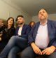 Vilalta, Rufián y Junqueras, ayer en Santa Coloma