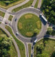aerial view of roundabout in wroclaw city