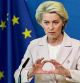 European Commission President Ursula von der Leyen delivers a statement at EU headquarters in Brussels, Wednesday, April 27, 2022. Russia opened a new front in its war in Ukraine on Wednesday, cutting two European Union nations that staunchly back Kyiv off from its gas, a dramatic escalation in the conflict that is increasingly becoming a wider battle with the West. (Olivier Hoslet, Pool Photo via AP)