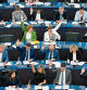 Members of the European Parliament take part in a voting session during a plenary session at the European Parliament in Strasbourg, eastern France, on June 14, 2023. (Photo by FREDERICK FLORIN / AFP)