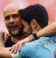 Soccer Football - FA Cup Final - Manchester City v Manchester United - Wembley Stadium, London, Britain - June 3, 2023 Manchester City manager Pep Guardiola and Ilkay Gundogan celebrate after winning the FA Cup REUTERS/Carl Recine
