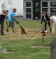 RIBADEO (LUGO), 06/07/2023.- Miembros del equipo de la Asociación para la Recuperación de la Memoria Histórica (ARMH) realizan este jueves los trabajos para el tapado de las tumbas que estos días han excavado en el cementerio de Ribadeo (Lugo) en donde fueron hallados los restos, a falta de la confirmación de las pruebas de ADN, de Justo Fernández Suárez y Manuel Antonio Mon Miranda, asesinados el 23 de julio de 1936 junto a otras 5 personas. EFE/ Emilio Pérez