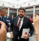 CARTAGENA (MURCIA), 10/07/2023.- El candidato del PP a la presidencia de Murcia, Fernando López Miras, tras su intervención en la tercera sesión del debate de investidura que se celebra en la Asamblea Regional, este lunes en Cartagena. Los habitantes de la Región de Murcia se encaminan a una nueva convocatoria electoral tras fracasar el segundo intento de investidura de López Miras, en una votación con idéntico número de apoyos que la primera (21 apoyos del PP y 24 negativas de PSOE, Podemos-IU Verde-AV y Vox).EFE/Morell