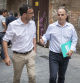 Los dirigentes de Junts Josep Rius y Jordi Turull, ayer tras la reunión de la dirección
