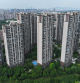El logotipo de Evergrande en los edificios residenciales en Nanjing, en la provincia oriental china de Jiangsu, el 18 de agosto de 2023
