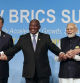 From left, Brazil's President Luiz Inacio Lula da Silva, China's President Xi Jinping, South Africa's President Cyril Ramaphosa, India's Prime Minister Narendra Modi and Russia's Foreign Minister Sergei Lavrov pose for a BRICS group photo during the 2023 BRICS Summit at the Sandton Convention Centre in Johannesburg, South Africa, Wednesday, Aug. 23, 2023. (Gianluigi Guercia/Pool via AP)