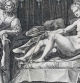 Detalle de ‘Hombre visitando a una prostituta’, grabado de Crispijn van de Passe a partir de una obra de Maerten de Vos, 1580-1588
