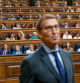 Alberto Núñez Feijóo, en primer plano, y Pedro Sánchez al fondo, este miércoles en el Congreso de los Diputados